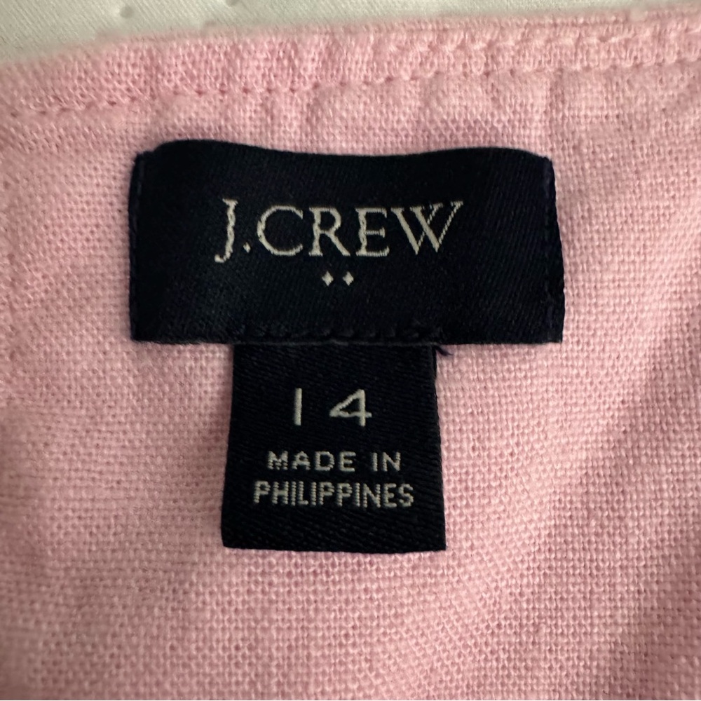 J. Crew Factory Pink Linen Blend Colorblock Ombre Ruffle Sleeve Dress Size 14 - Picture 12 of 15